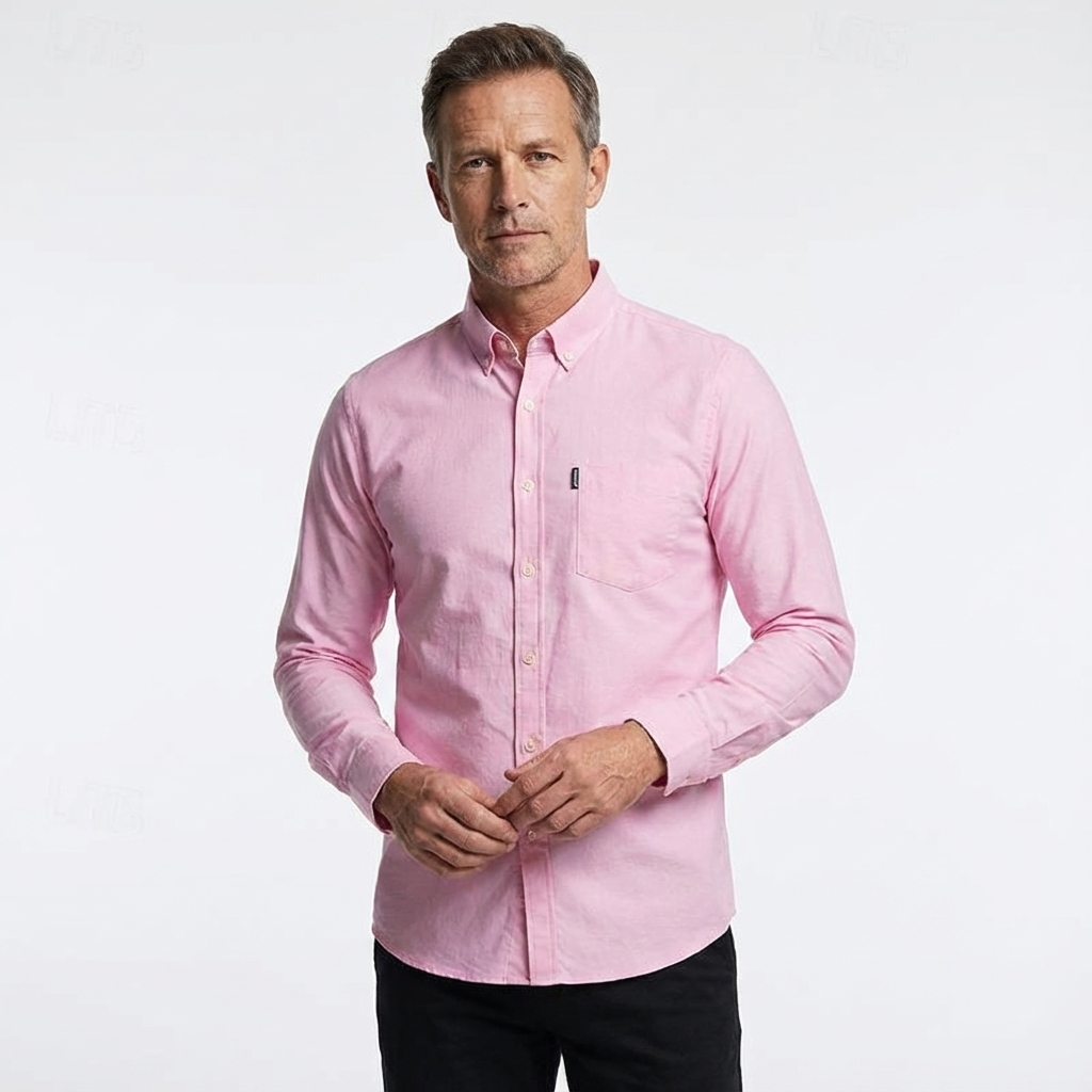 Herrskjorta i slim fit med button-down krage och lång ärm