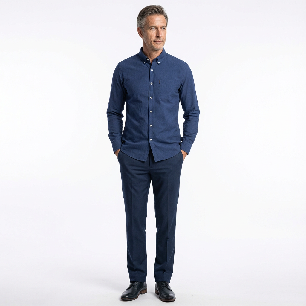 Herrskjorta i slim fit med button-down krage och lång ärm