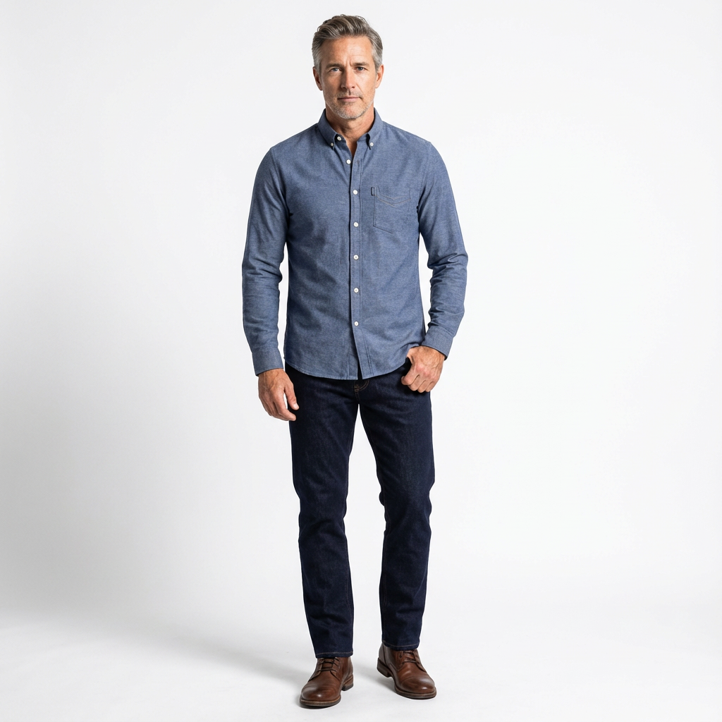 Herrskjorta i slim fit med button-down krage och lång ärm