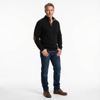 Herrtröja med knappar och ribbad struktur