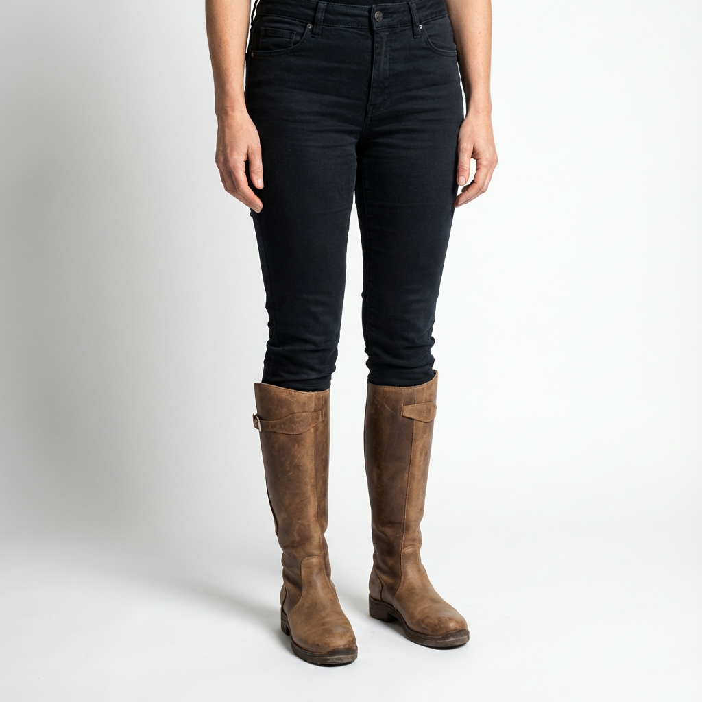 Höga kängor med rem och spänne för dam