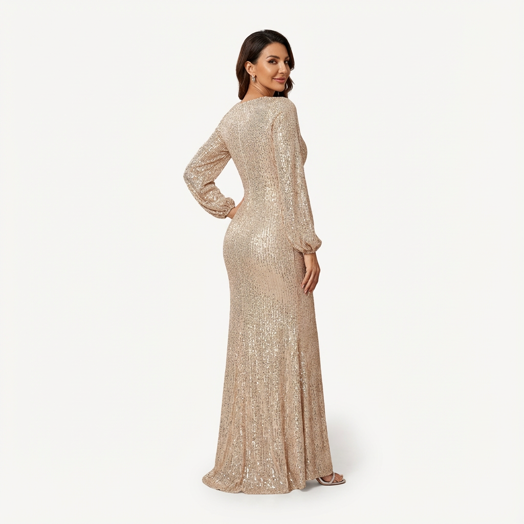 Paljettklänning i maxilängd för dam