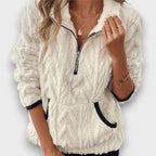 Damtröja med struktur och halvdragkedja