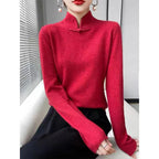 Damtröja med ståkrage och knutdetalj