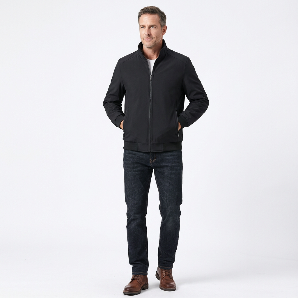 Isolerad vinterjacka med hög krage för herr