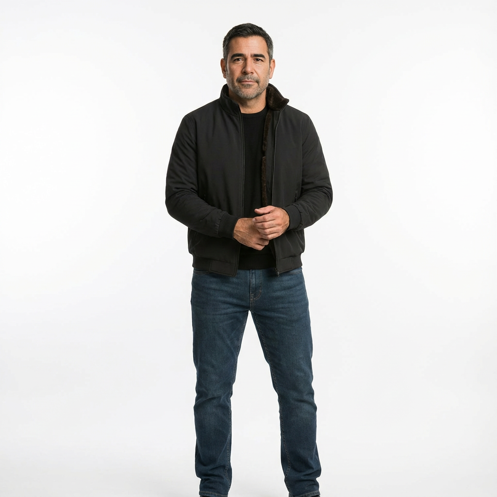 Isolerad vinterjacka med hög krage för herr