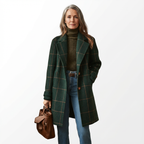 Klassisk rutig ullkappa för dam