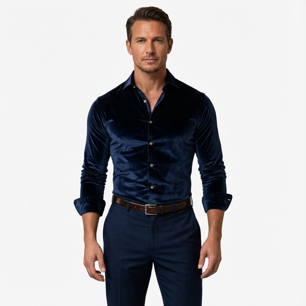 Långärmad skjorta för herr med slät yta