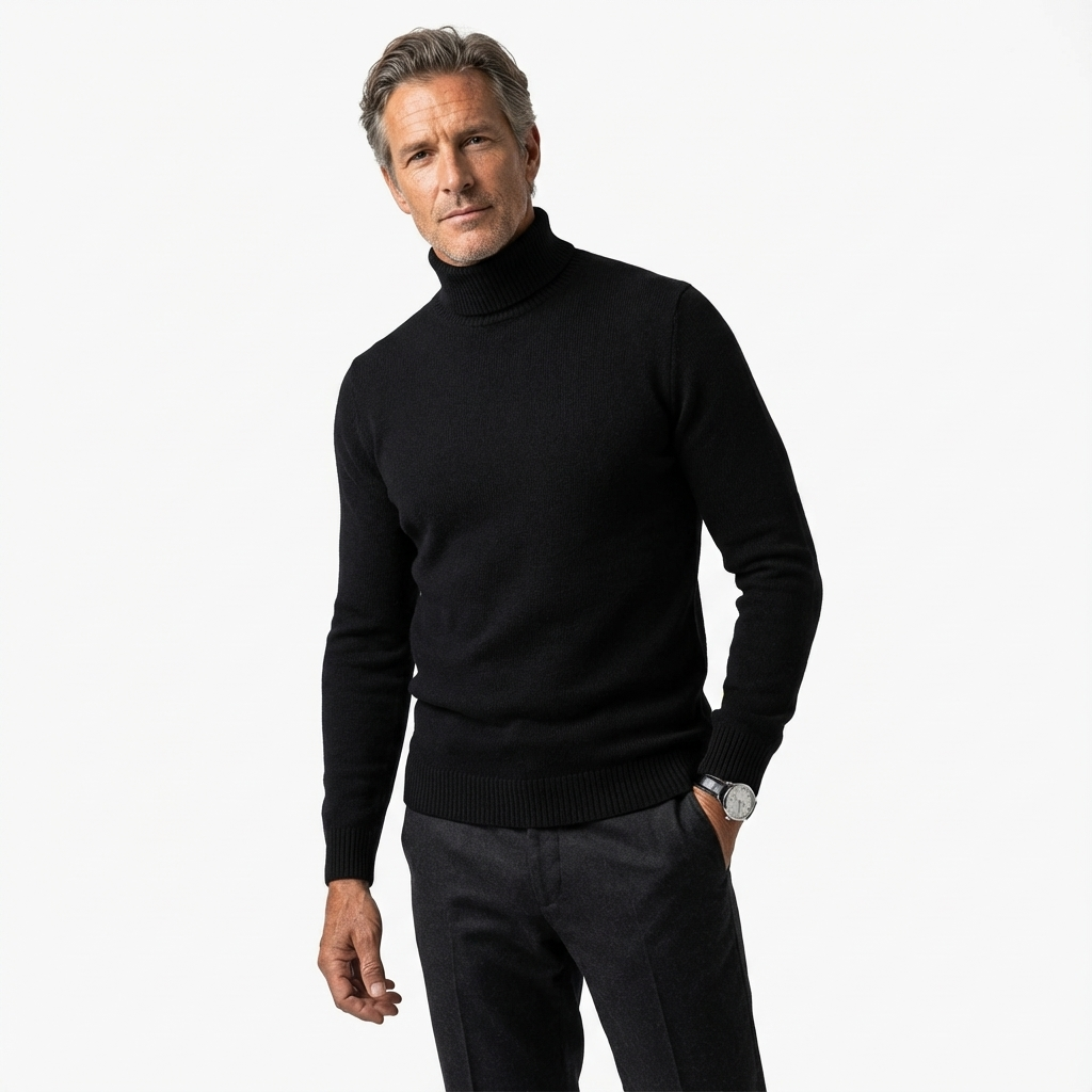 Långärmad tröja för herr med halvhög krage