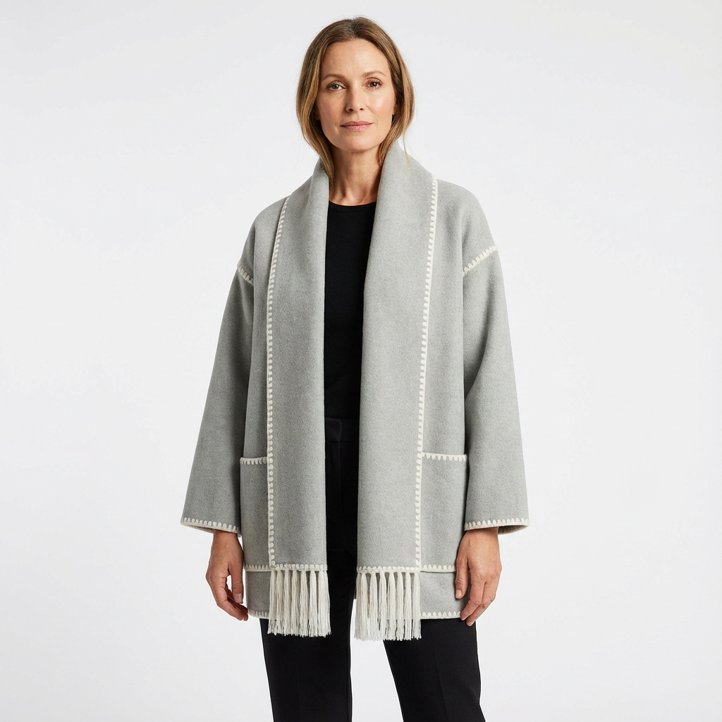 Lång öppen vinterkappa för dam