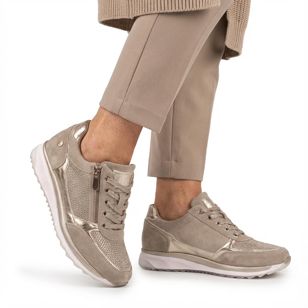 Lätta promenadskor för dam med dragkedja