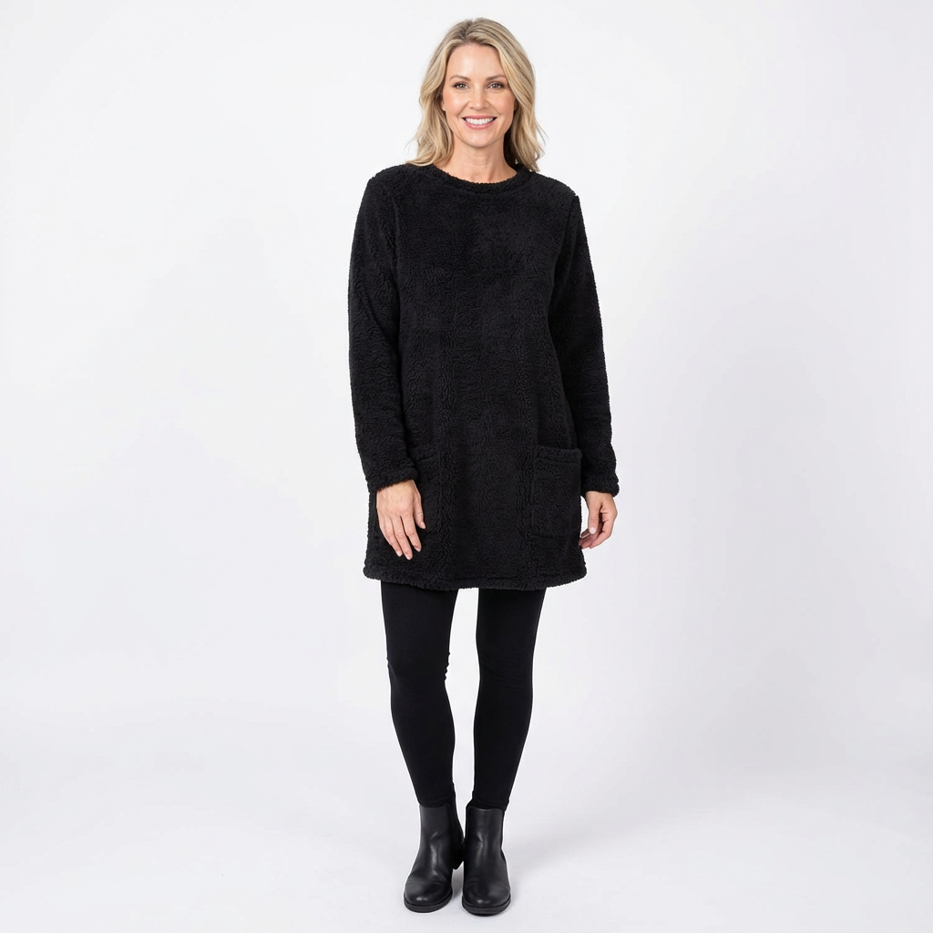 Mjuk midjelång damtröja i avslappnad passform