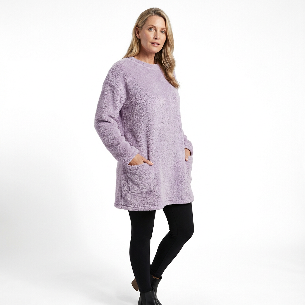 Mjuk midjelång damtröja i avslappnad passform