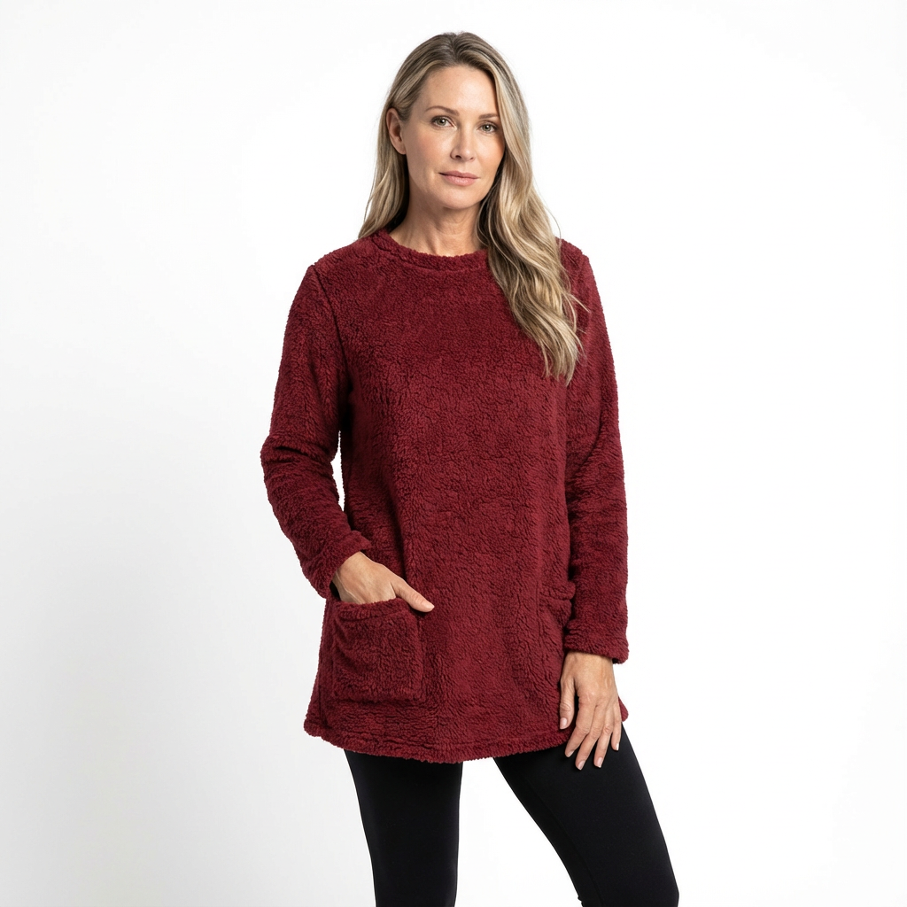 Mjuk midjelång damtröja i avslappnad passform