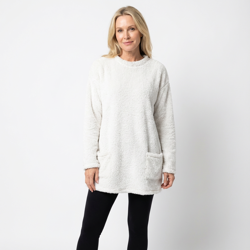 Mjuk midjelång damtröja i avslappnad passform