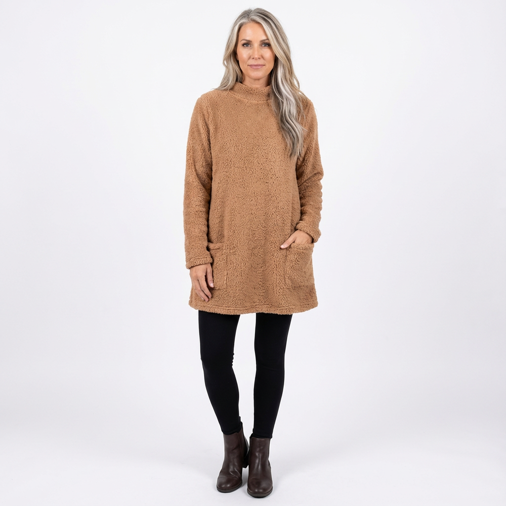 Mjuk midjelång damtröja i avslappnad passform
