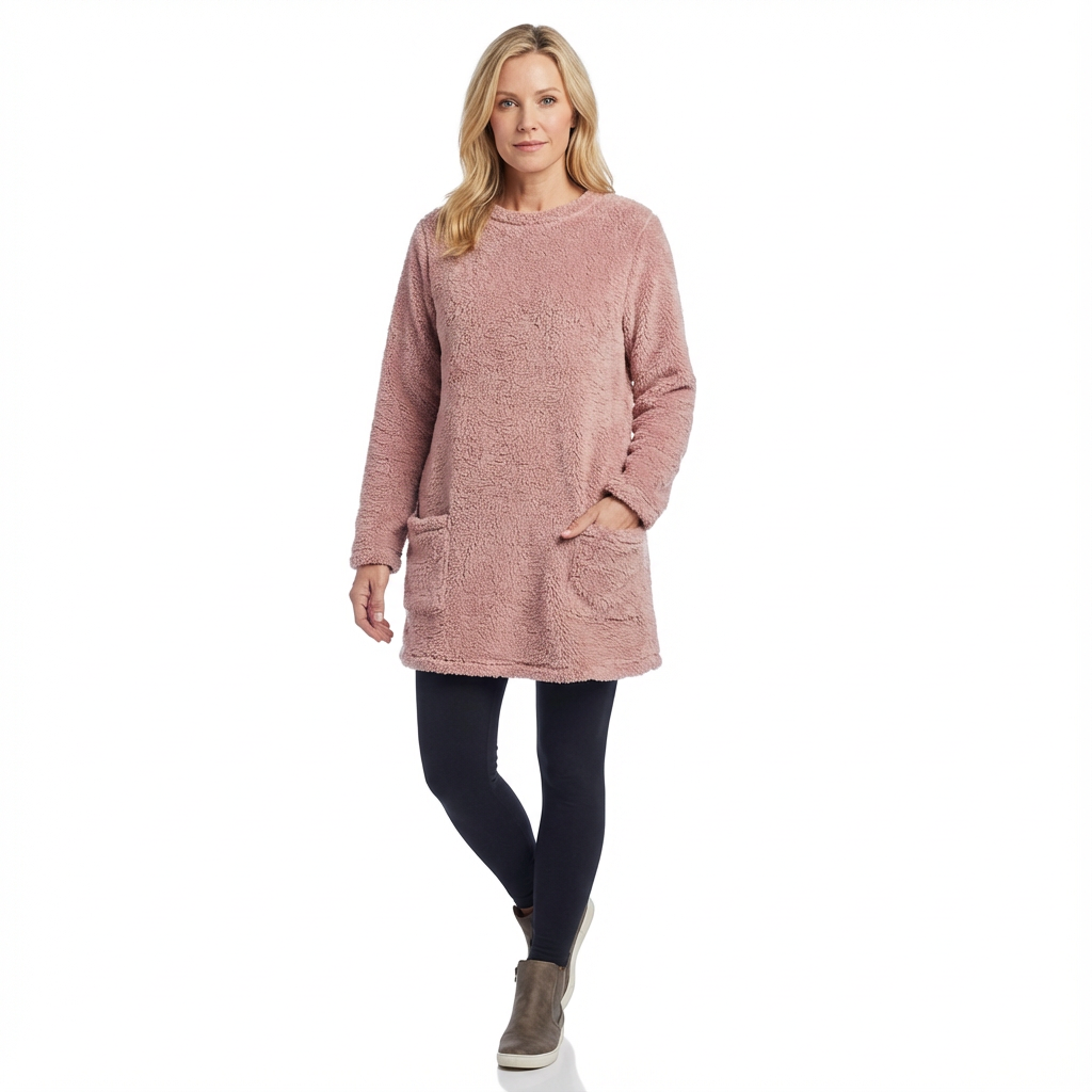 Mjuk midjelång damtröja i avslappnad passform
