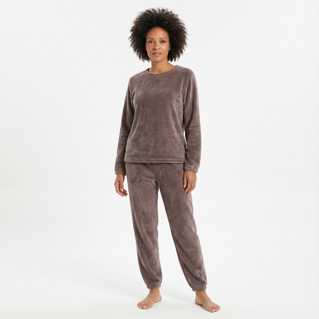 Mjukt stickat loungeset för dam med rund hals