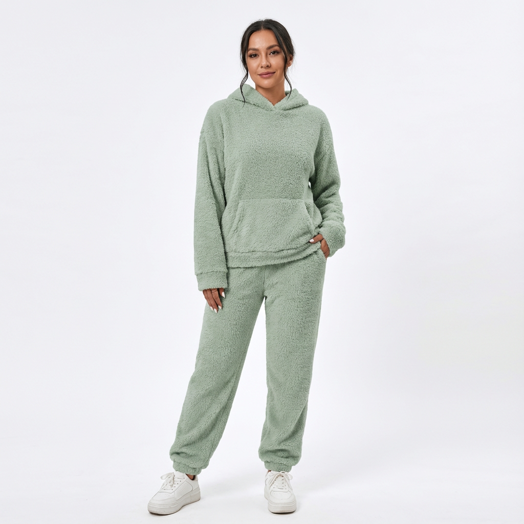 Mysigt stickat loungeset för dam