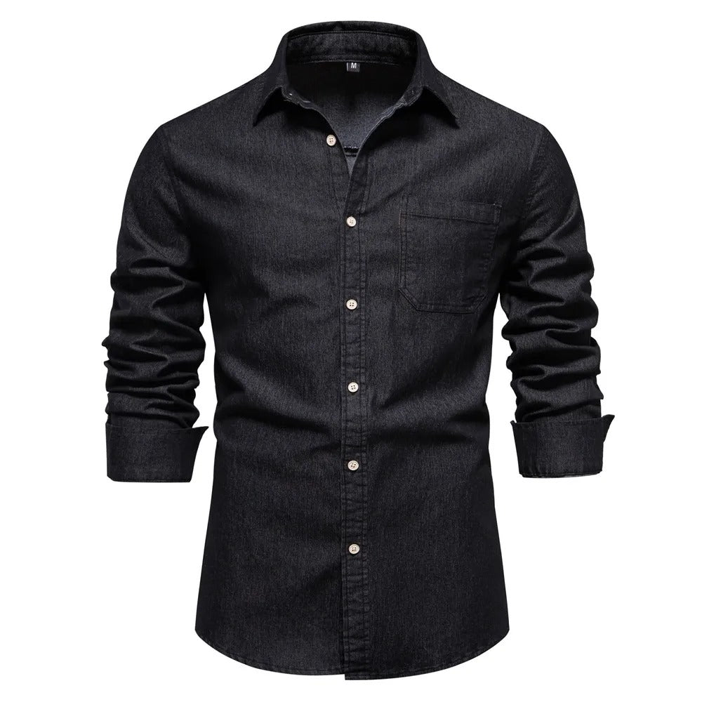 Herrskjorta i slim fit med lång ärm, knäppning och klassisk krage