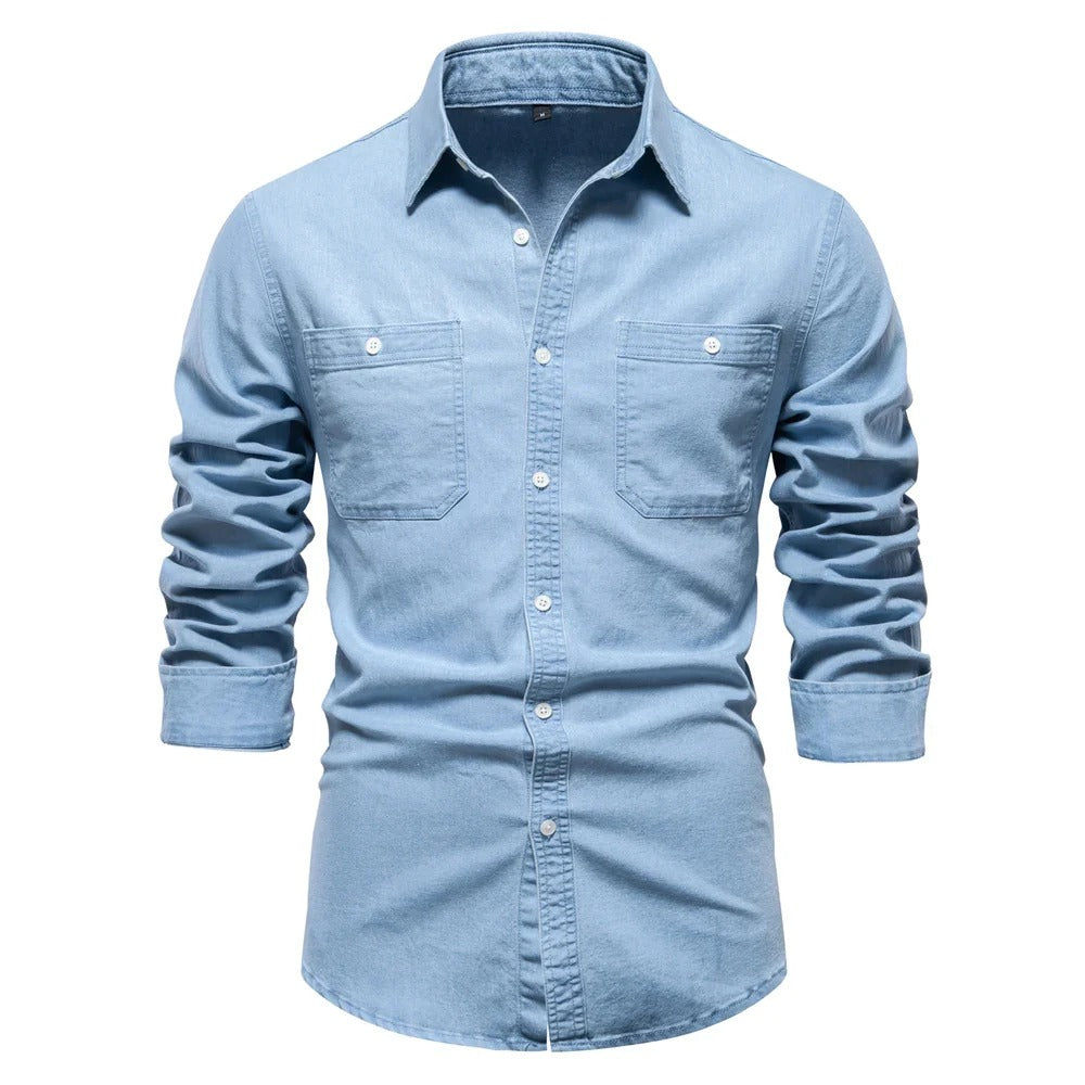 Herrskjorta i slim fit med lång ärm, knäppning och klassisk krage