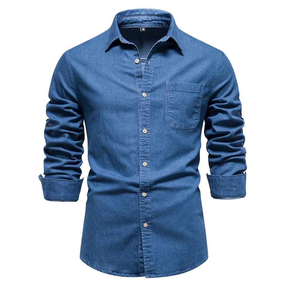 Herrskjorta i slim fit med lång ärm, knäppning och klassisk krage