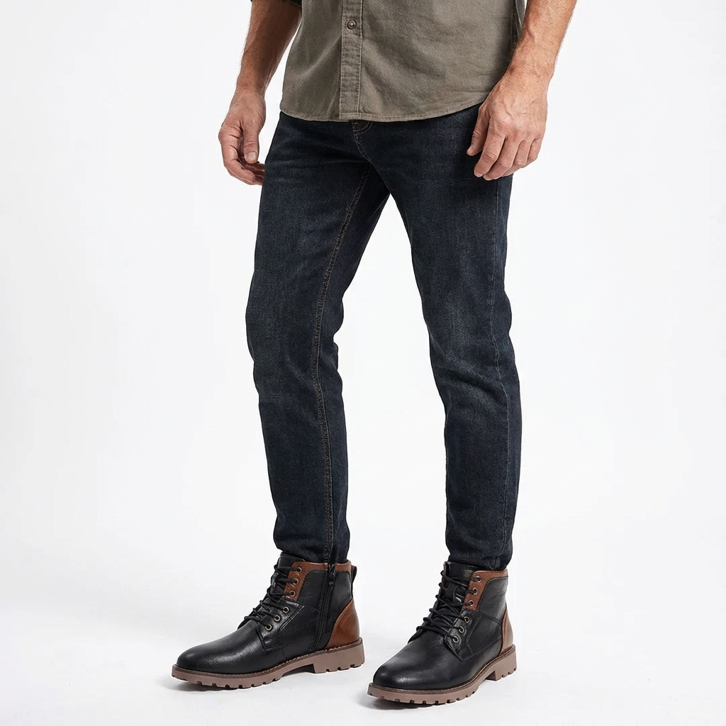 Snörade ankelkängor med strukturerad design för herr