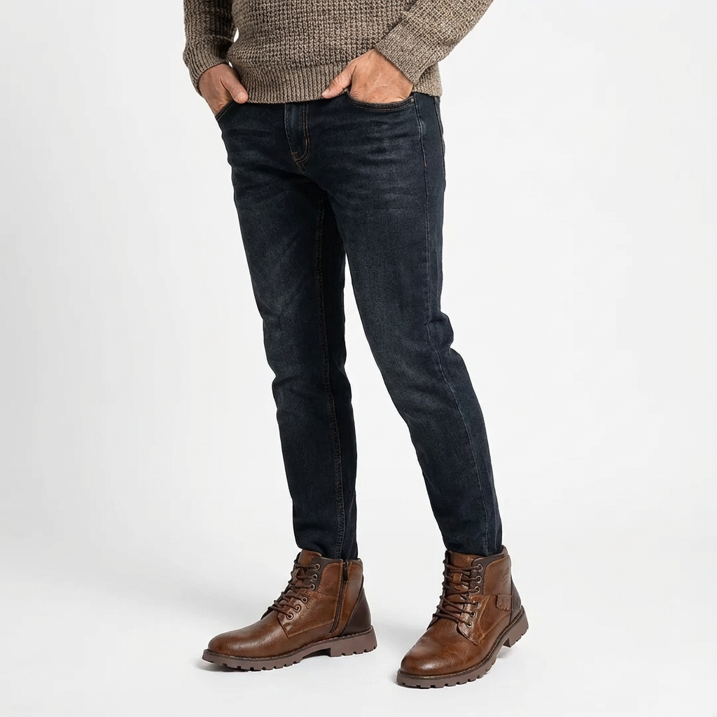 Snörade ankelkängor med strukturerad design för herr