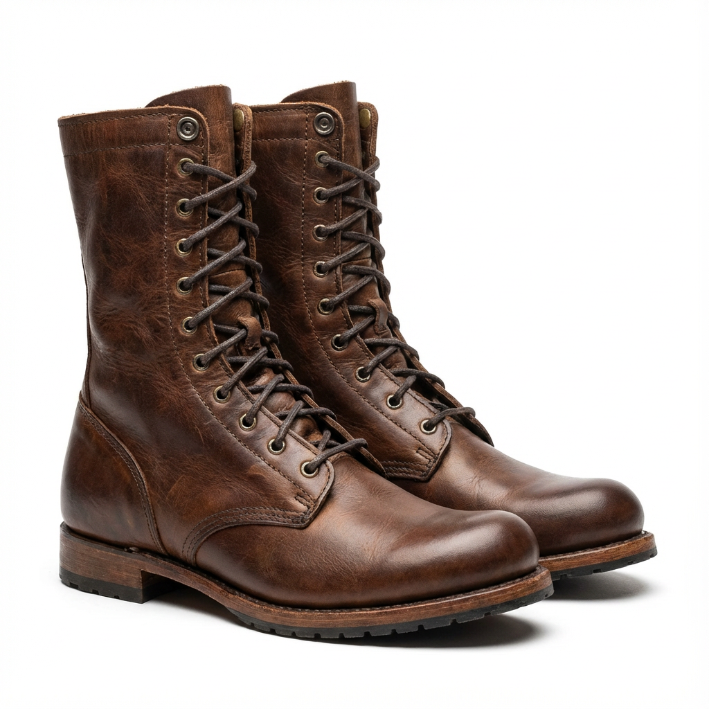 Snörstövlar i mellanhög modell med låg klack för dam