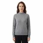 Stickad tröja med rund hals för dam