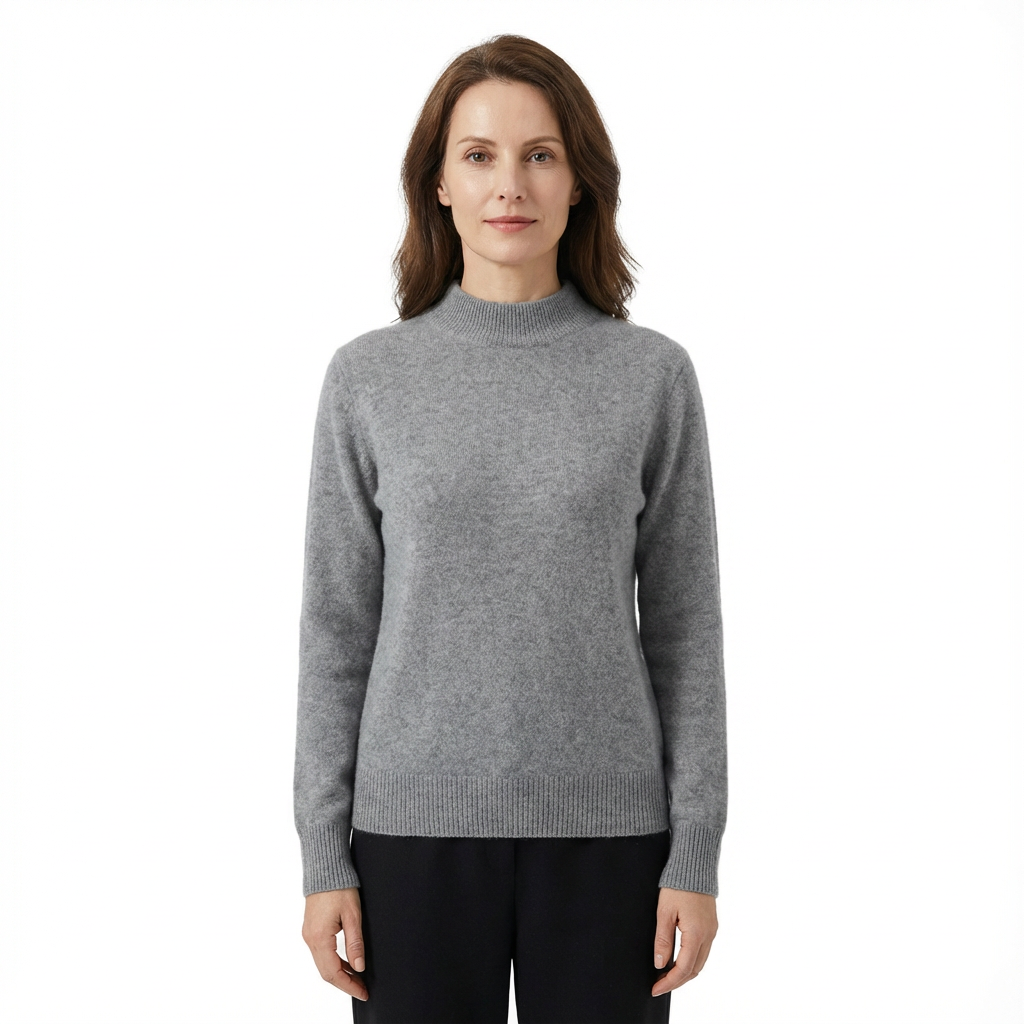 Stickad tröja med rund hals för dam