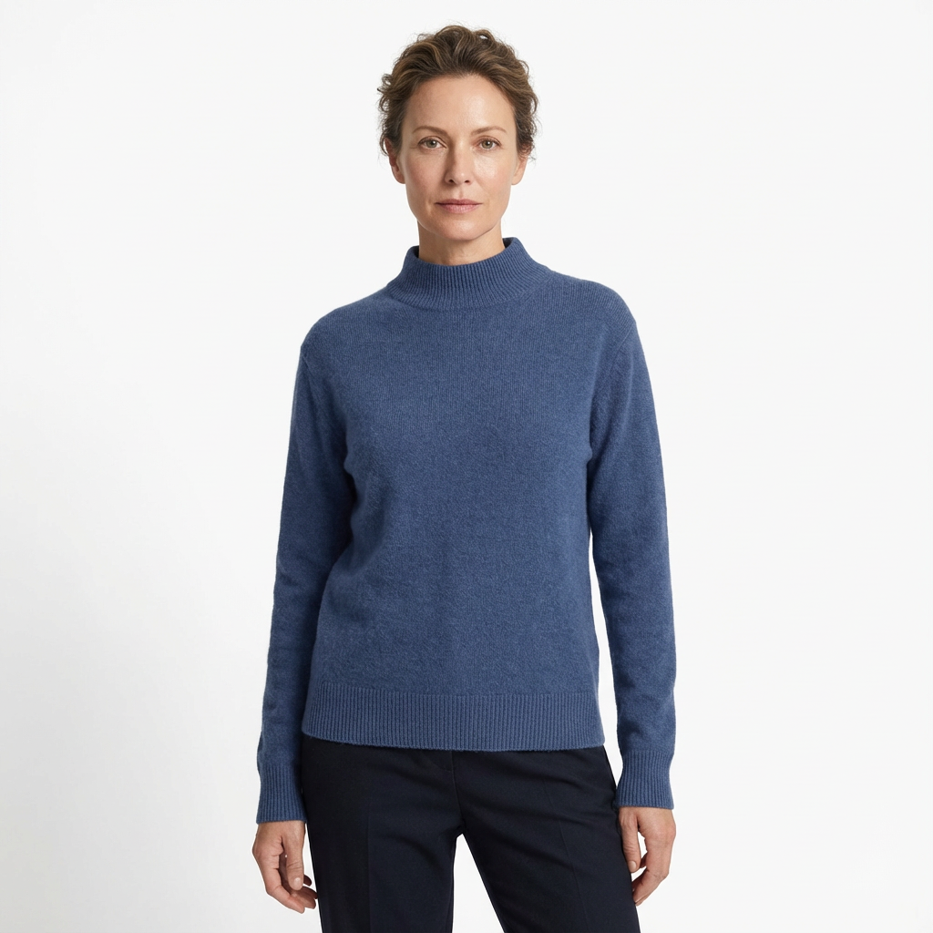 Stickad tröja med rund hals för dam