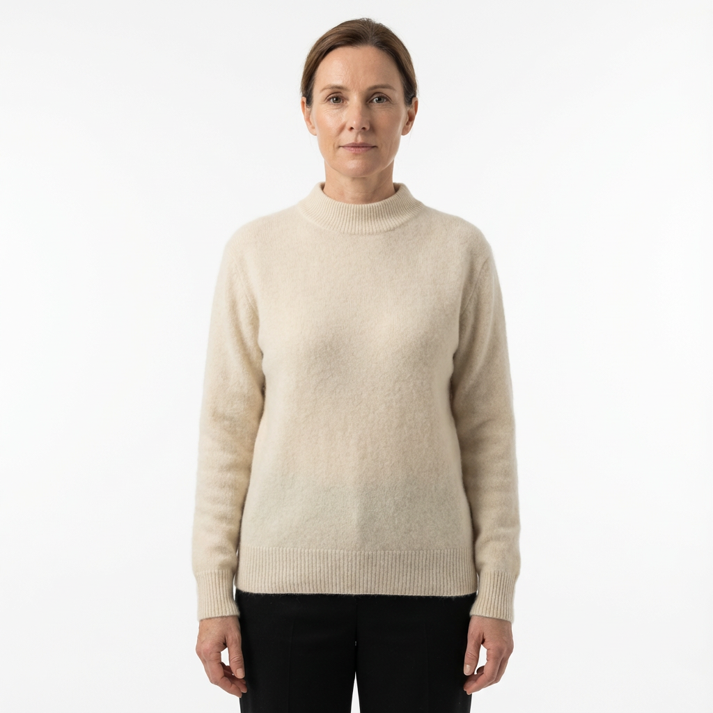 Stickad tröja med rund hals för dam