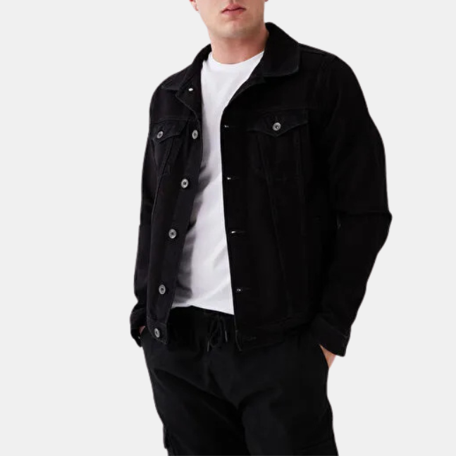 Herrjacka i denim med knappar framtill