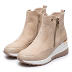 Vinterankelboots med kilklack och dragkedja för dam