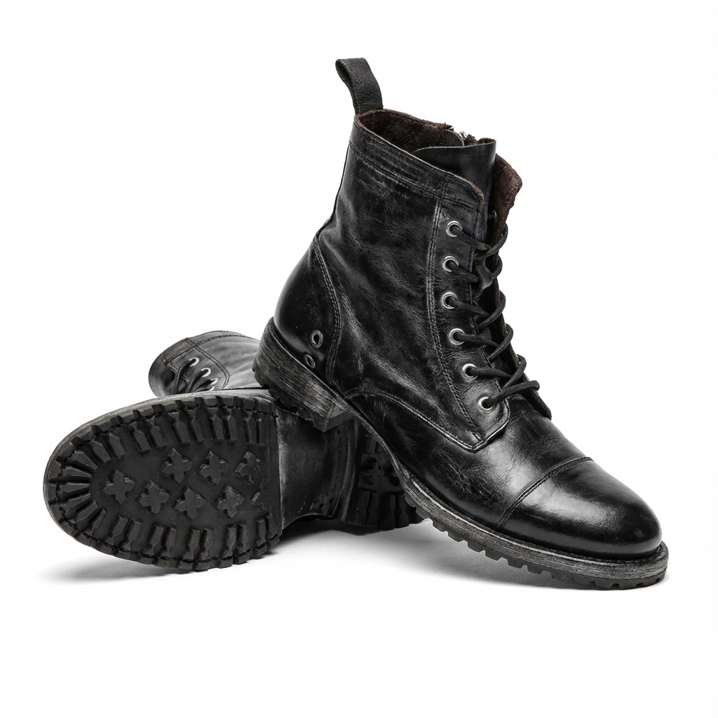 Snörade ankelboots i vintageutförande för herr