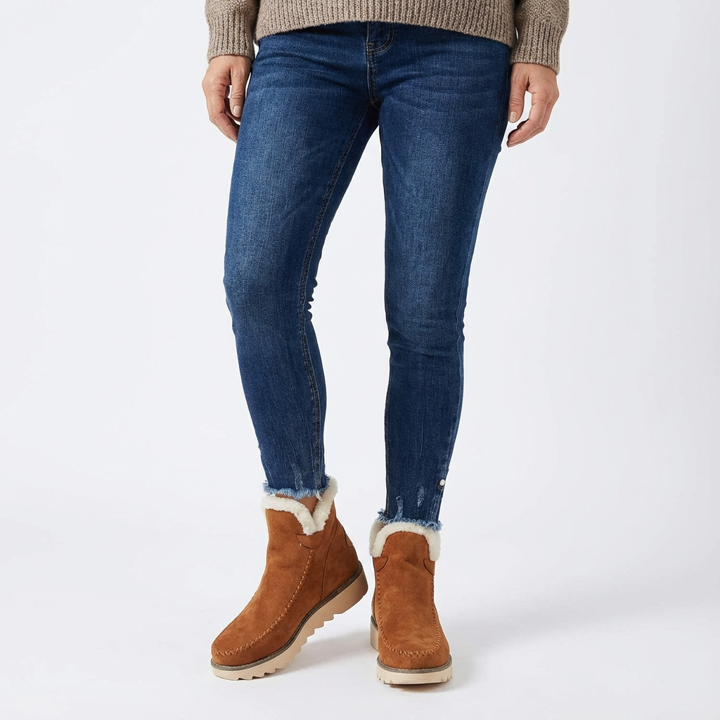 Vinterankelboots med upphöjd sula för dam