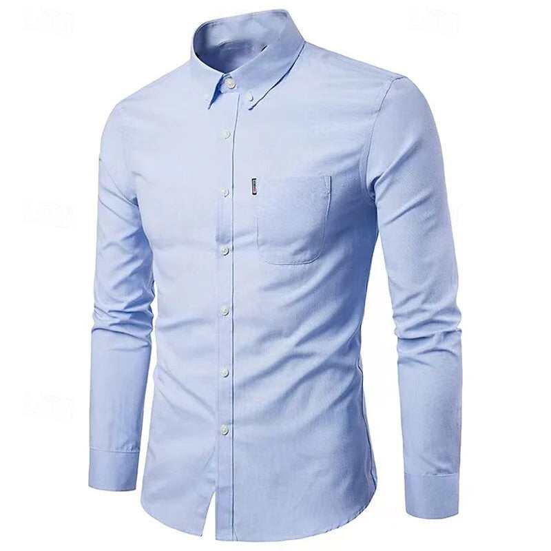 Herrskjorta i slim fit med button-down krage och lång ärm