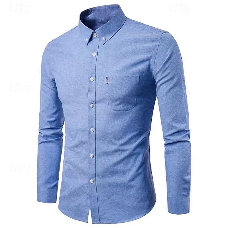 Herrskjorta i slim fit med button-down krage och lång ärm