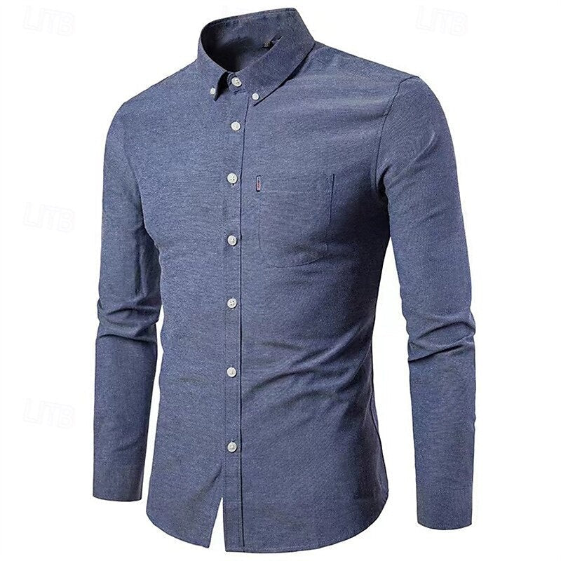 Herrskjorta i slim fit med button-down krage och lång ärm