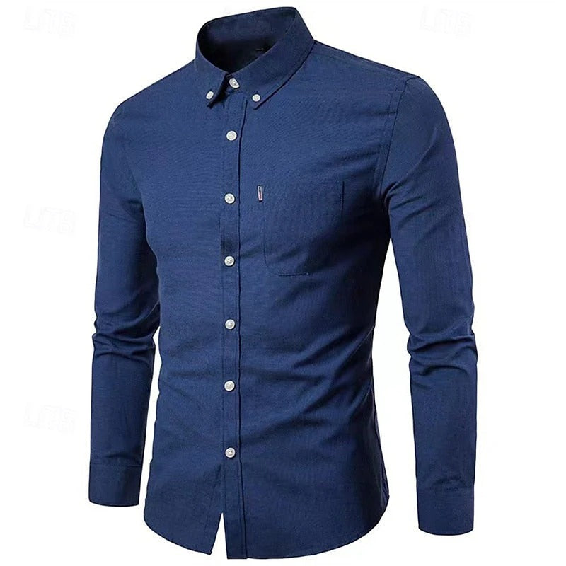 Herrskjorta i slim fit med button-down krage och lång ärm