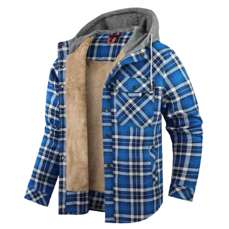 Herrjacka med huva och rutigt mönster