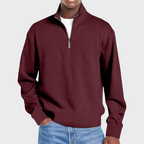 Herrtröja med ribbad halvzip-design