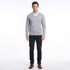 Stickad Tröja med Rund Halsringning för Herr