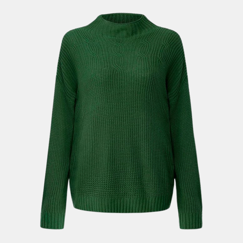 Stickad damtröja med hög hals