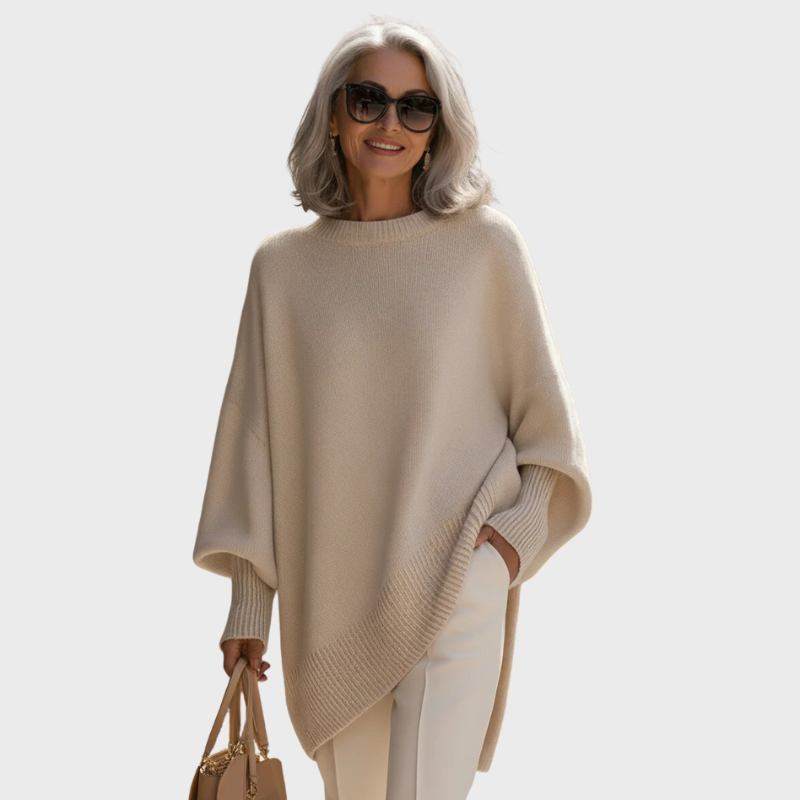 Asymmetrisk oversized stickad tröja kvinnor