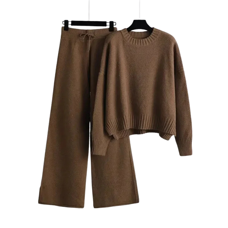 Weline mjukt stickat set med vida byxor