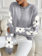 Melira stickad damtröja med blomärmar