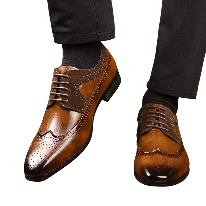 Herrskor med snörning och broguemönster