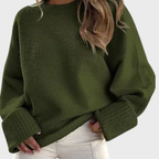 Oversize mysig stickad tröja för kvinnor